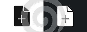 Add new document icon linear graphics set vector in black