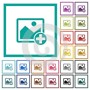 Add new image flat color icons with quadrant frames photo