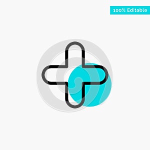 Add, New, Plus, Sign turquoise highlight circle point Vector icon