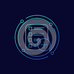 add new task line icon, vector