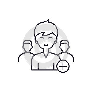 Add new user line icon concept. Add new user vector linear illustration, symbol, sign