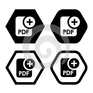 add pdf document file format icon or symbol for button