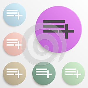 Add playlist badge color set. Simple glyph, flat vector of web icons for ui and ux, website or mobile application