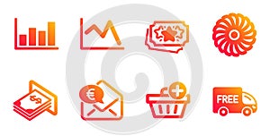 Add purchase, Atm money and Euro money icons set. Loyalty points, Fan engine and Report diagram signs. Vector