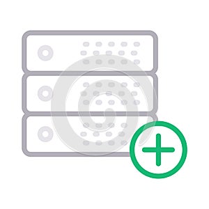 Add server thin color line vector icon