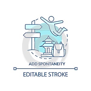 Add spontaneity turquoise concept icon