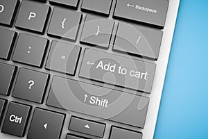 Add to cart button on a computer keyboard