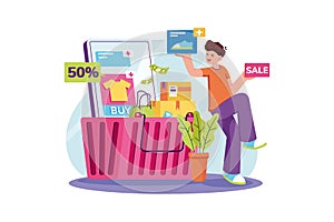 Add to Cart Illustration concept on white background