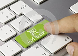 Add to cart - Inscription on Green Keyboard Key