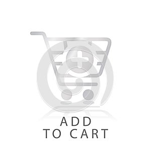 Add to cart shiny metal gradation icon  vector illustration