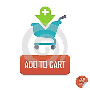 Add to Cart Vector button icon with cart. Isolated buttons for website or mobile application.