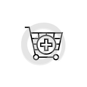 Add to Shopping Cart Outline Vector Icon, Symbol or Logo.