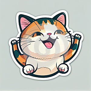 Cute and Playful Cartoon Cat Sticker