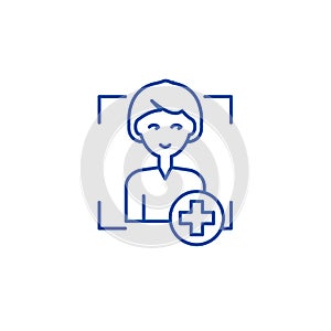 Add user line icon concept. Add user flat  vector symbol, sign, outline illustration.