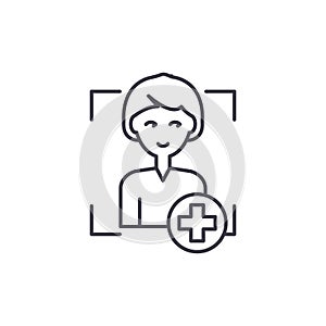 Add user line icon concept. Add user vector linear illustration, symbol, sign