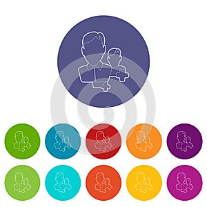 Add users icons set vector color