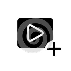 Add video file black glyph ui icon