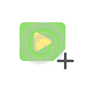 Add video file flat color ui icon