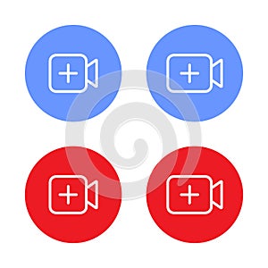 Add video icon on circle background. Upload content button