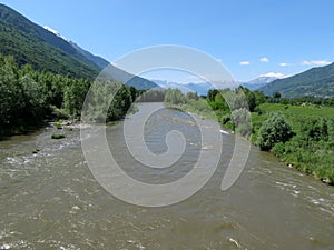 The adda river in Valtellina