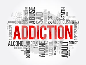 Addiction - brain disorder characterized by compulsive engagement in rewarding stimuli despite adverse consequences, word cloud