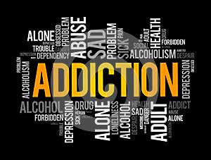 Addiction - brain disorder characterized by compulsive engagement in rewarding stimuli despite adverse consequences, word cloud