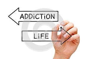 Addiction Or Life Choice Arrows Concept