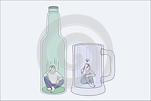 Addiction to alcohol and depression concept