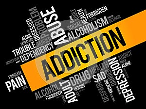 Addiction word cloud collage