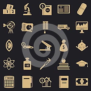 Adding machine icons set, simple style