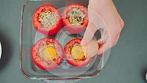 Adding a Raw Egg to Stuffed Tomatoes