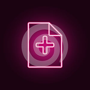 adding a sheet neon icon. Elements of web set. Simple icon for websites, web design, mobile app, info graphics