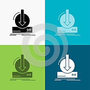 Addition, content, dlc, download, game Icon Over Various Background. glyph style design, designed for web and app. Eps 10 vector