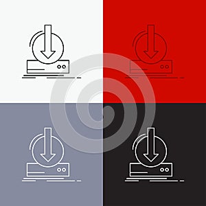 Addition, content, dlc, download, game Icon Over Various Background. Line style design, designed for web and app. Eps 10 vector