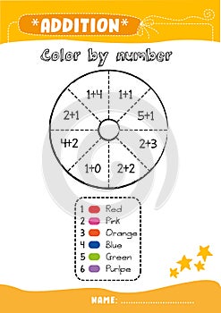 Addition exercise for kids/ Color by number