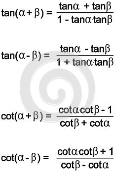 Addition formulas for the tangent and cotangent functions photo