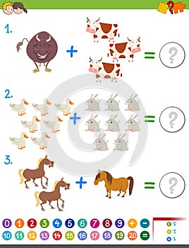 Addition maths activity with animals