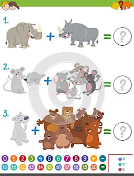 Addition maths game with animals