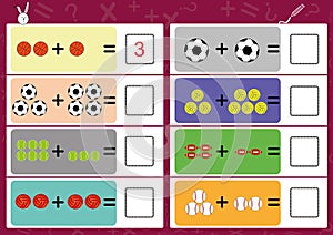 Addition the object and write the correct answer