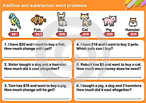 Addition and Subtraction word problems