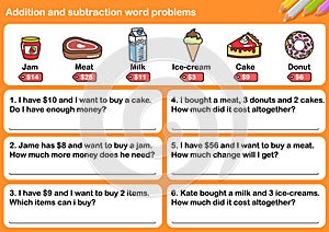 Addition and Subtraction word problems