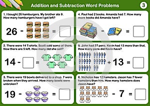 Addition and Subtraction word problems