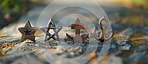 In addition to Christianity, Islam, and Judaism, there are three monotheistic faiths, as well as Jewish Star, Christian