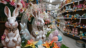 In addition to sweets there are also aisles dedicated to Easterthemed decorations such as ceramic bunnies and eggshaped photo