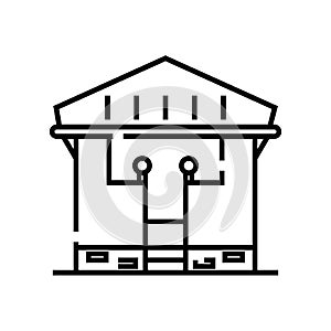 Additional house line icon, concept sign, outline vector illustration, linear symbol.