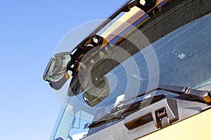 Additional mirror in the truck for viewing the blind spots of the car. Blind spot in trucks, dirty windshield