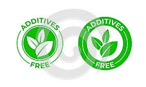 Additives free vector green organic leaf icon. Additives free no added, natural organic food package