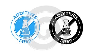 Additives free vector icon. Additives free no added, medically tested package seal
