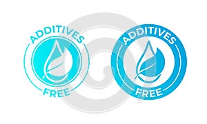 Additives free vector leaf drop icon. Natural food package stamp, additives free no added seal