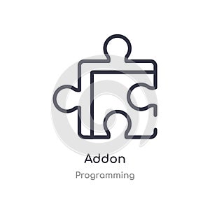 addon outline icon. isolated line vector illustration from programming collection. editable thin stroke addon icon on white